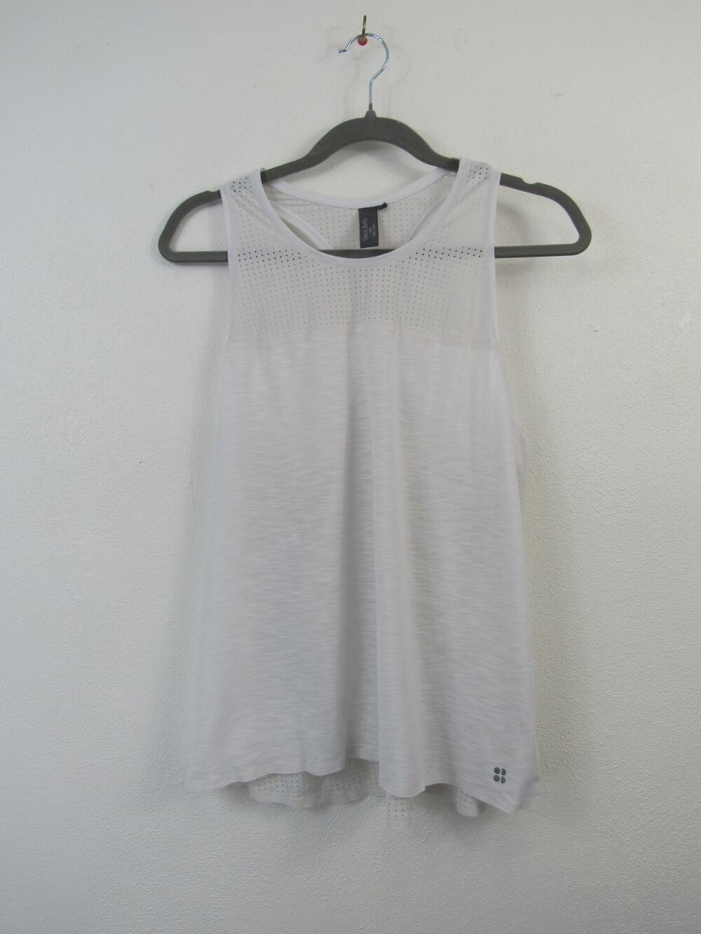 Sweaty Betty Medium White Workout Tank Top Razorback Perforated Athleisure
